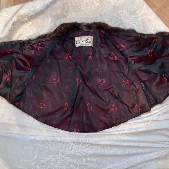 REAL FUR MINK BROWN Sleeveless Shawl Wrap OSA - Picture 7 of 9